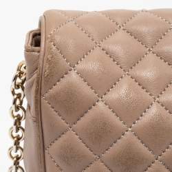 Pre Owned CH Carolina Herrera Beige Quilted Leather Chain Flap Shoulder Bag
