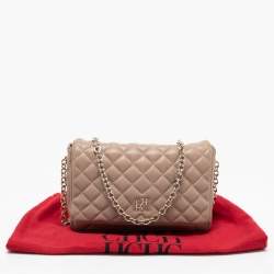 Pre Owned CH Carolina Herrera Beige Quilted Leather Chain Flap Shoulder Bag