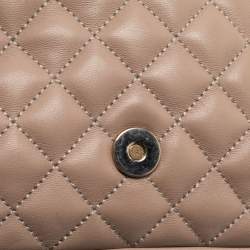 Pre Owned CH Carolina Herrera Beige Quilted Leather Chain Flap Shoulder Bag