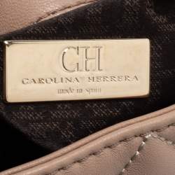 Pre Owned CH Carolina Herrera Beige Quilted Leather Chain Flap Shoulder Bag
