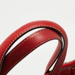 Pre Owned CH Carolina Herrera Embossed Stitch Nylon and Leather Zip Tote