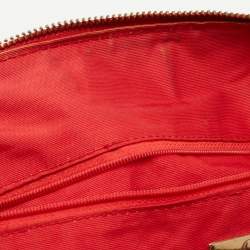 Pre Owned CH Carolina Herrera Embossed Stitch Nylon and Leather Zip Tote