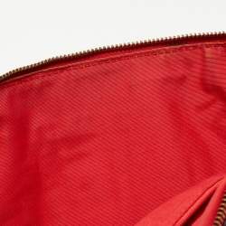 Pre Owned CH Carolina Herrera Embossed Stitch Nylon and Leather Zip Tote