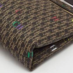 Pre Owned CH Carolina Herrera Brown/Gold Signature Coated Canvas Inro Clutch Bag