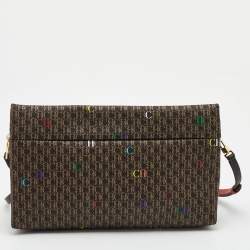 Pre Owned CH Carolina Herrera Brown/Gold Signature Coated Canvas Inro Clutch Bag