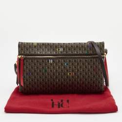 Pre Owned CH Carolina Herrera Brown/Gold Signature Coated Canvas Inro Clutch Bag