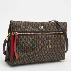 Pre Owned CH Carolina Herrera Brown/Gold Signature Coated Canvas Inro Clutch Bag