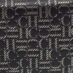 مملوكة مسبقًا CH Carolina Herrera Black/Silver Embossed Leather Bifold Continental Wallet