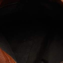 Pre Owned CH Carolina Herrera Brown Embossed Leather Chain Bow Hobo