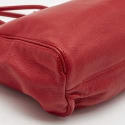 Pre Owned CH Carolina Herrera Red Monogram Leather Shopper Tote
