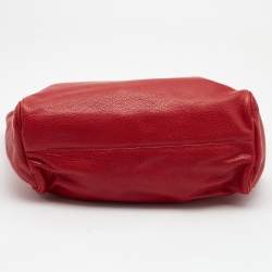 Pre Owned CH Carolina Herrera Red Monogram Leather Shopper Tote