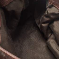 Pre Owned CH Carolina Herrera Brown Monogram Embossed Leather Bow New Anna Hobo