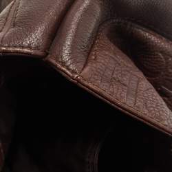 Pre Owned CH Carolina Herrera Brown Monogram Embossed Leather Bow New Anna Hobo
