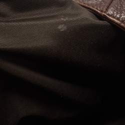 Pre Owned CH Carolina Herrera Brown Monogram Embossed Leather Bow New Anna Hobo