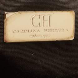 Pre Owned CH Carolina Herrera Brown Monogram Embossed Leather Bow New Anna Hobo
