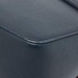 Pre Owned CH Carolina Herrera Navy Blue Leather Bow Flap Shoulder Bag 