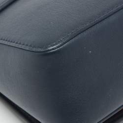 Pre Owned CH Carolina Herrera Navy Blue Leather Bow Flap Shoulder Bag 