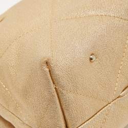 Pre Owned CH Carolina Herrera Gold Embossed Leather Metal Flap Shoulder Bag