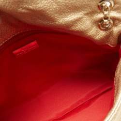 Pre Owned CH Carolina Herrera Gold Embossed Leather Metal Flap Shoulder Bag