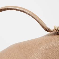 Pre Owned CH Carolina Herrera Beige Leather Minuetto Flap Top Handle Bag