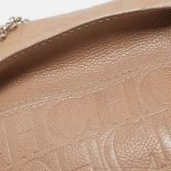 Pre Owned CH Carolina Herrera Beige Leather Minuetto Flap Top Handle Bag