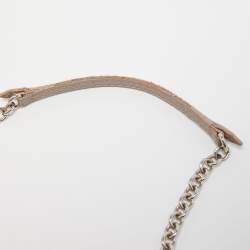 Pre Owned CH Carolina Herrera Beige Leather Minuetto Flap Top Handle Bag