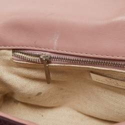 Pre Owned CH Carolina Herrera Burgundy Chevron Leather CH Logo Flap Shoulder Bag