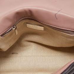 Pre Owned CH Carolina Herrera Burgundy Chevron Leather CH Logo Flap Shoulder Bag