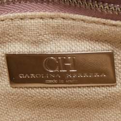 Pre Owned CH Carolina Herrera Burgundy Chevron Leather CH Logo Flap Shoulder Bag