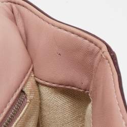 Pre Owned CH Carolina Herrera Burgundy Chevron Leather CH Logo Flap Shoulder Bag