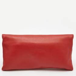 Pre Owned CH Carolina Herrera Red Leather Envelope Clutch