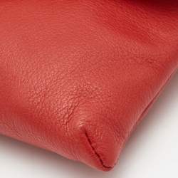 Pre Owned CH Carolina Herrera Red Leather Envelope Clutch