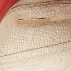 Pre Owned CH Carolina Herrera Red Leather Envelope Clutch