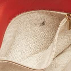 Pre Owned CH Carolina Herrera Red Leather Envelope Clutch