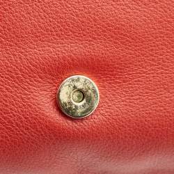 Pre Owned CH Carolina Herrera Red Leather Envelope Clutch