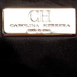 Pre Owned CH Carolina Herrera Red Monogram Embossed Leather Bucket Bag