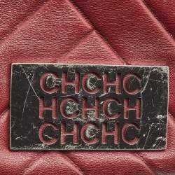 CH Carolina Herrera Burgundy Chevron Leather Logo Camera Crossbody Bag