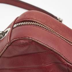 CH Carolina Herrera Burgundy Chevron Leather Logo Camera Crossbody Bag