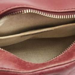 CH Carolina Herrera Burgundy Chevron Leather Logo Camera Crossbody Bag