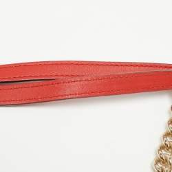 Pre Owned CH Carolina Herrera Red Embossed Leather Chain Tote