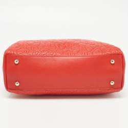 Pre Owned CH Carolina Herrera Red Embossed Leather Chain Tote
