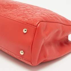 Pre Owned CH Carolina Herrera Red Embossed Leather Chain Tote