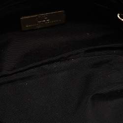 Pre Owned CH Carolina Herrera Black Monogram Embossed Leather Bow Chain Clutch