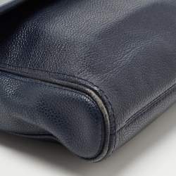 Pre Owned CH Carolina Herrera Blue Leather Flap Shoulder Bag