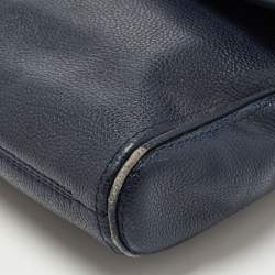 Pre Owned CH Carolina Herrera Blue Leather Flap Shoulder Bag