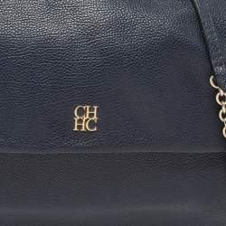 Pre Owned CH Carolina Herrera Blue Leather Flap Shoulder Bag