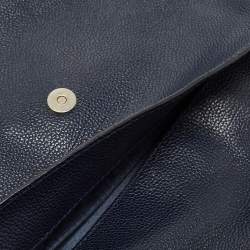 Pre Owned CH Carolina Herrera Blue Leather Flap Shoulder Bag