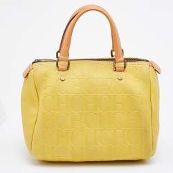 مملوكة مسبقًا CH Carolina Herrera Yellow Leather Andy Boston Bag