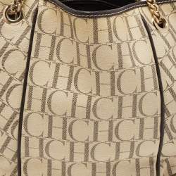 Pre Owned حقيبة يد كارولينا هيريرا بسلسلة كانفاس مقوى مونوغرام كريمي