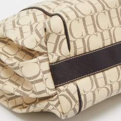 Pre Owned حقيبة يد كارولينا هيريرا بسلسلة كانفاس مقوى مونوغرام كريمي